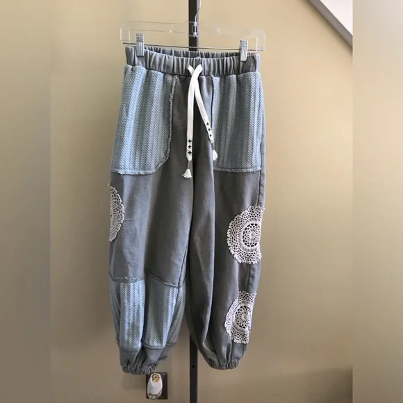 POL Gray and Blue Patchwork Joggers - Picture 1 of 2